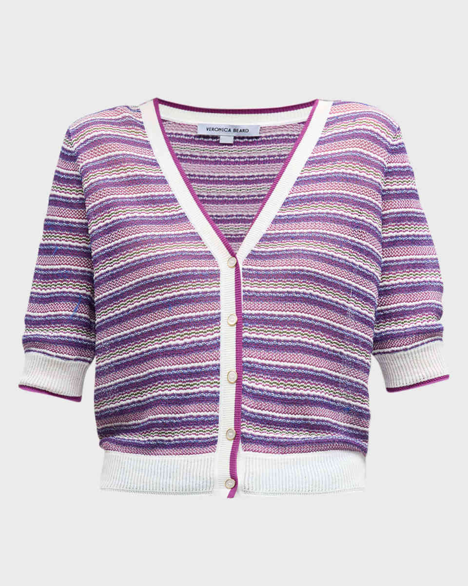 Varia Striped Short-Sleeve Cardigan